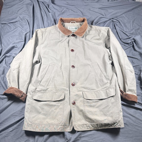 L.L. Bean Other - L.L.‎ Bean Original Field Chore Coat Mens XL Tan Cotton Canvas Corduroy Collar